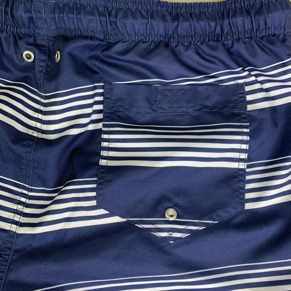Lands' End Swimwear Drawstring Lined Swim Trunks Shorts XL 40/42 Blue Stripes - Picture 6 of 14